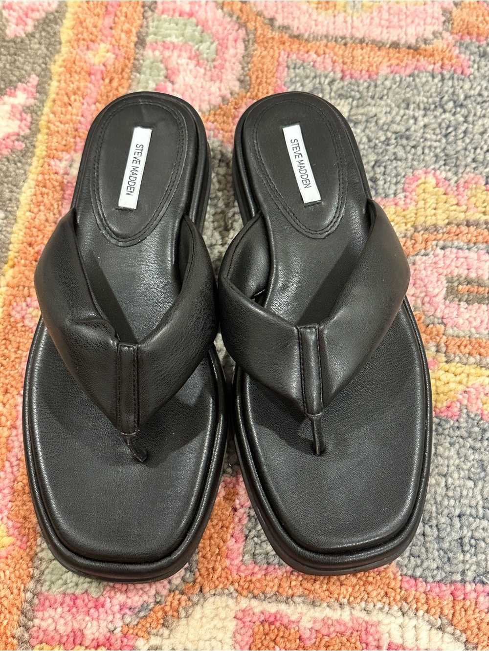 Steve Madden Bellabell Black Platform Thong Sandals Size 10 NWOT